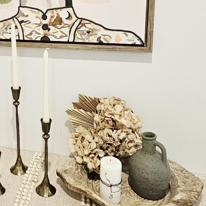 Forged Iron Taper Candlestick Set of 2 | Antique Brass