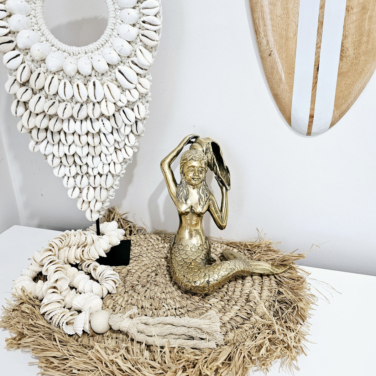 Brass Sitting Mermaid Figurine