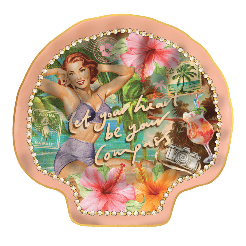Aloha Hibiscus Vintage Catch All Trinket Tray