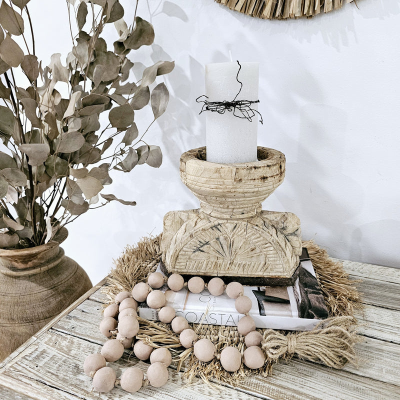 Bleached Vintage Indian Seeder Candle Holder | Style 5