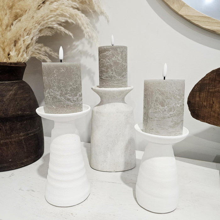 Haven White Clay Candleholder