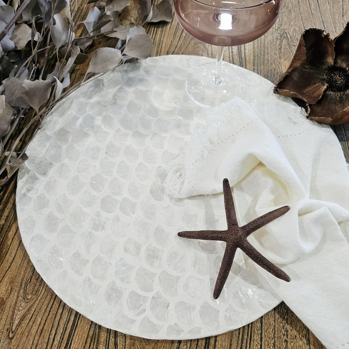 Capiz Shell Inlay Round Placemat | Luxe Coastal Home
