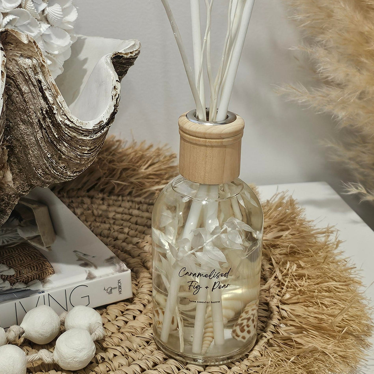 Luxe Coastal Sea Shell Diffuser | Boston Jar | Driftwood Reeds