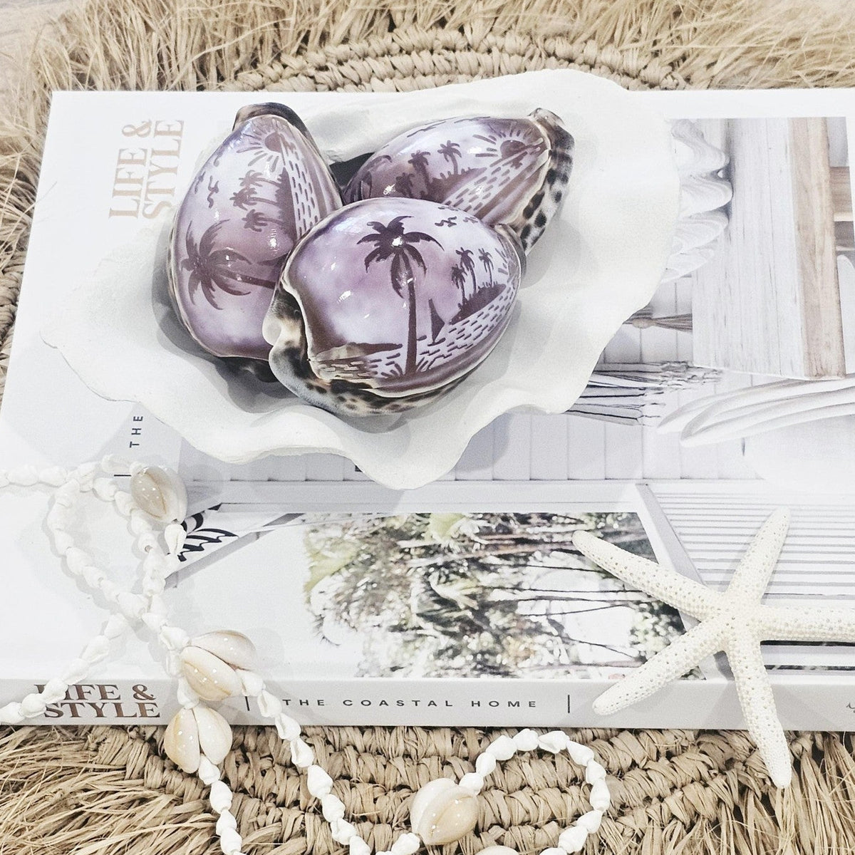 Sunset Hand Carved Cowrie Shell