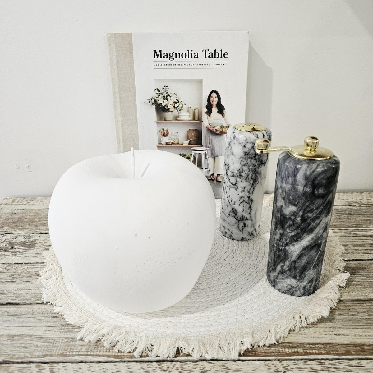 Oversized White Ceramic Apple