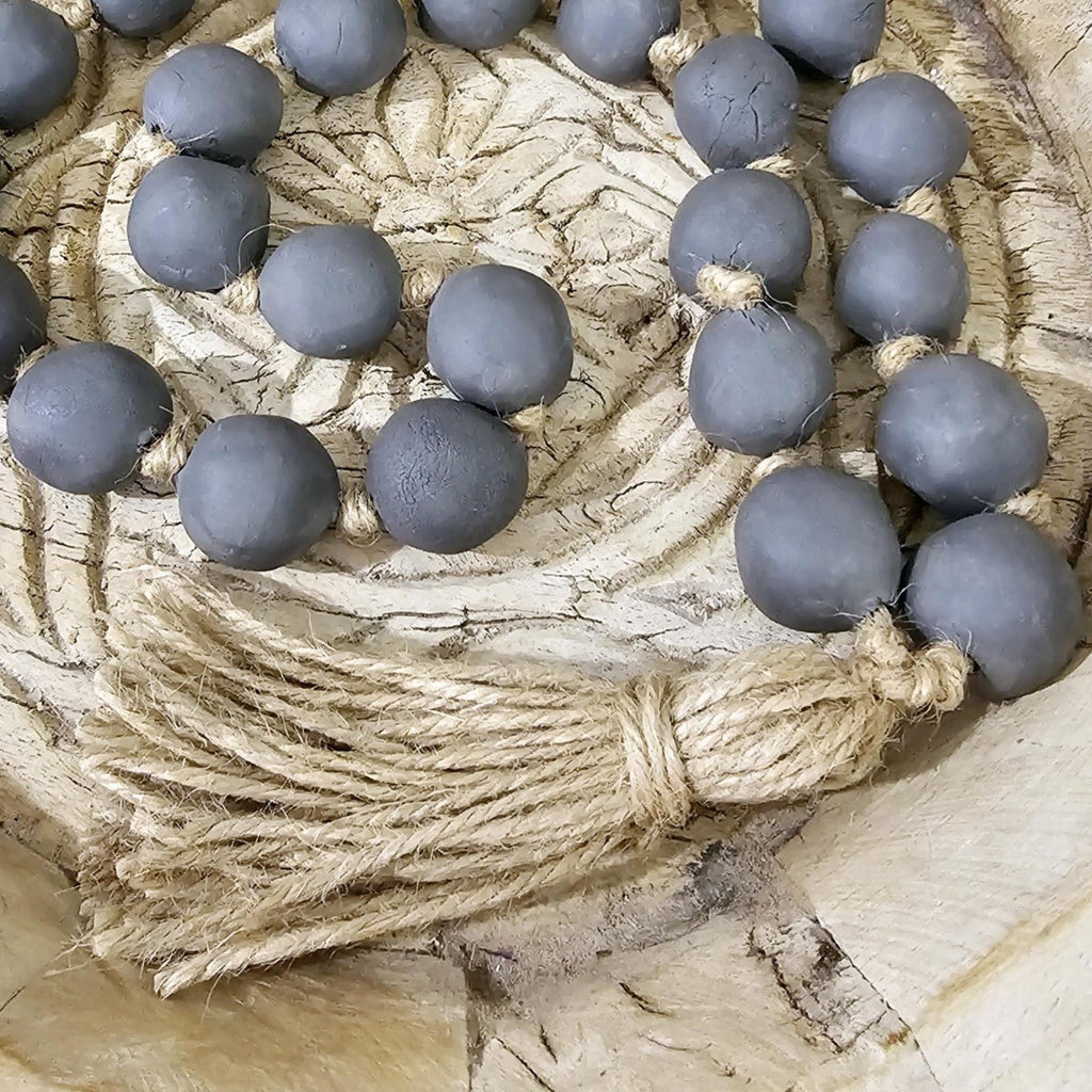 charcoal hand rolled clay beads
