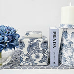 Chinoiserie Blue and White Hex Jar.