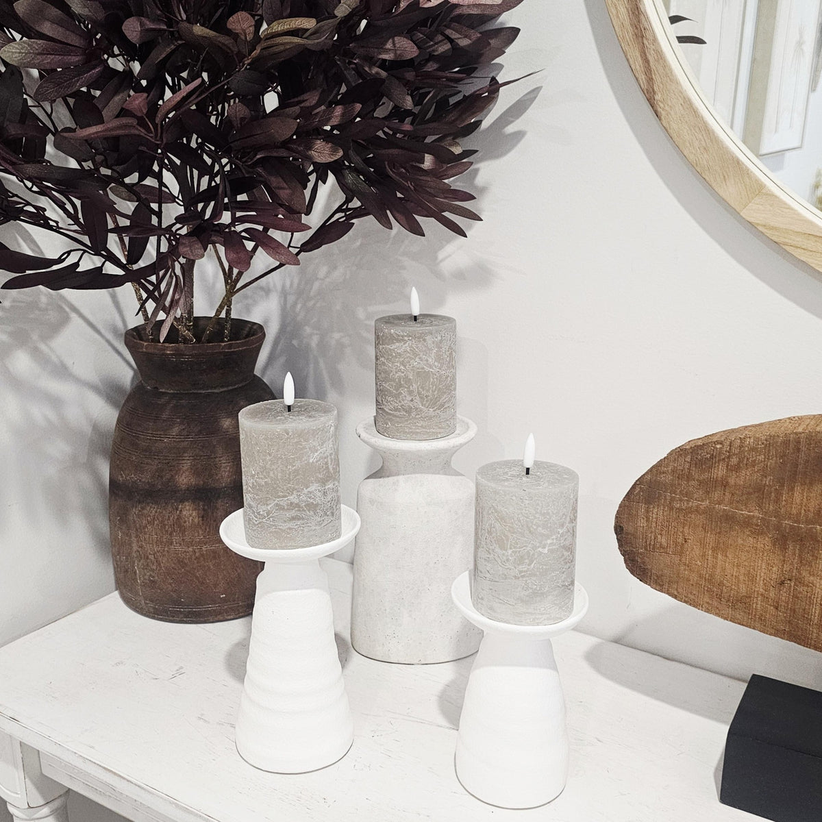 Haven White Clay Candleholder