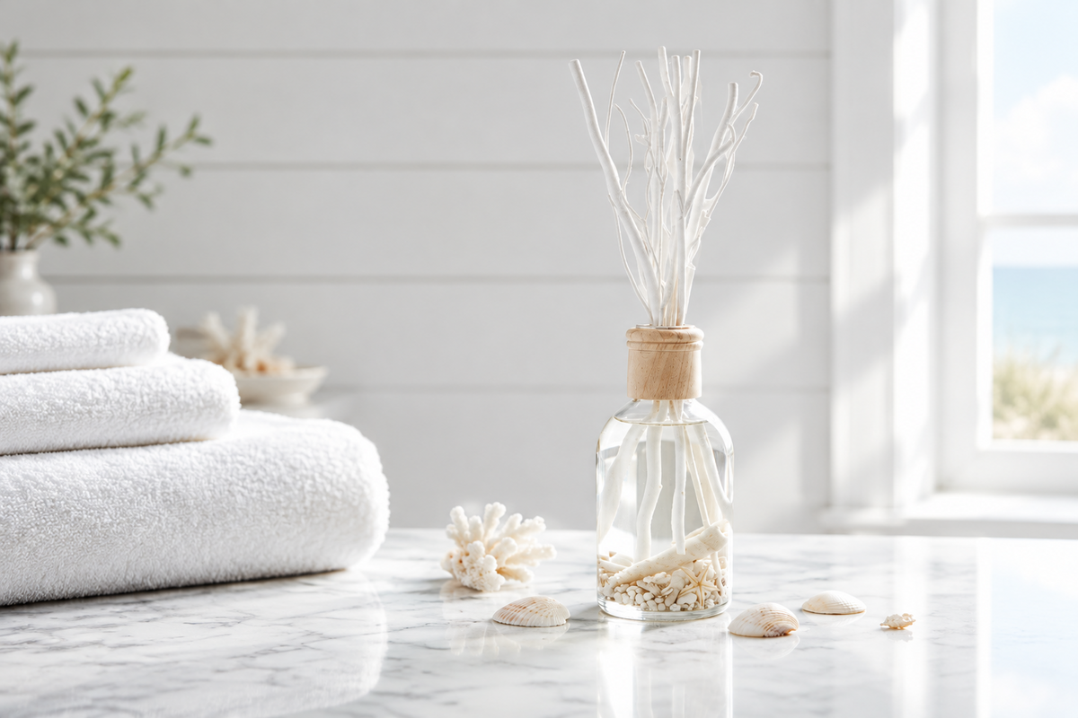 Luxe Coastal Sea Shell Reed Diffuser | Boston Jar | Driftwood Reeds