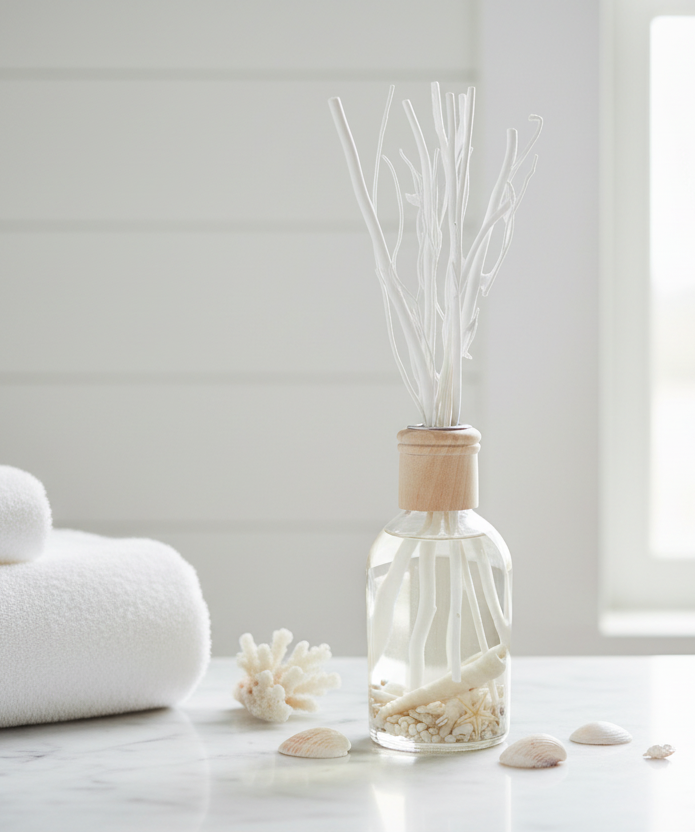 Luxe Coastal Sea Shell Reed Diffuser | Boston Jar | Driftwood Reeds