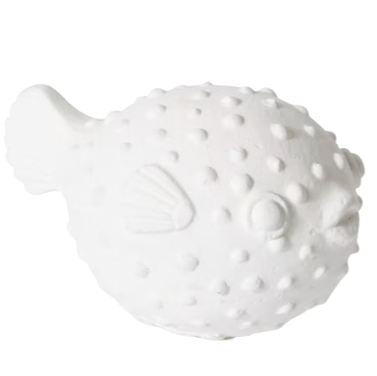 White resin blow fish sculpture
