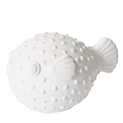 White resin blow fish sculpture