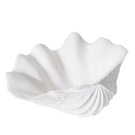 white polyresin clam shell