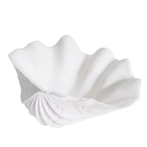 white polyresin clam shell