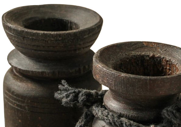 Vintage Indian Wooden Pot | Set of 2