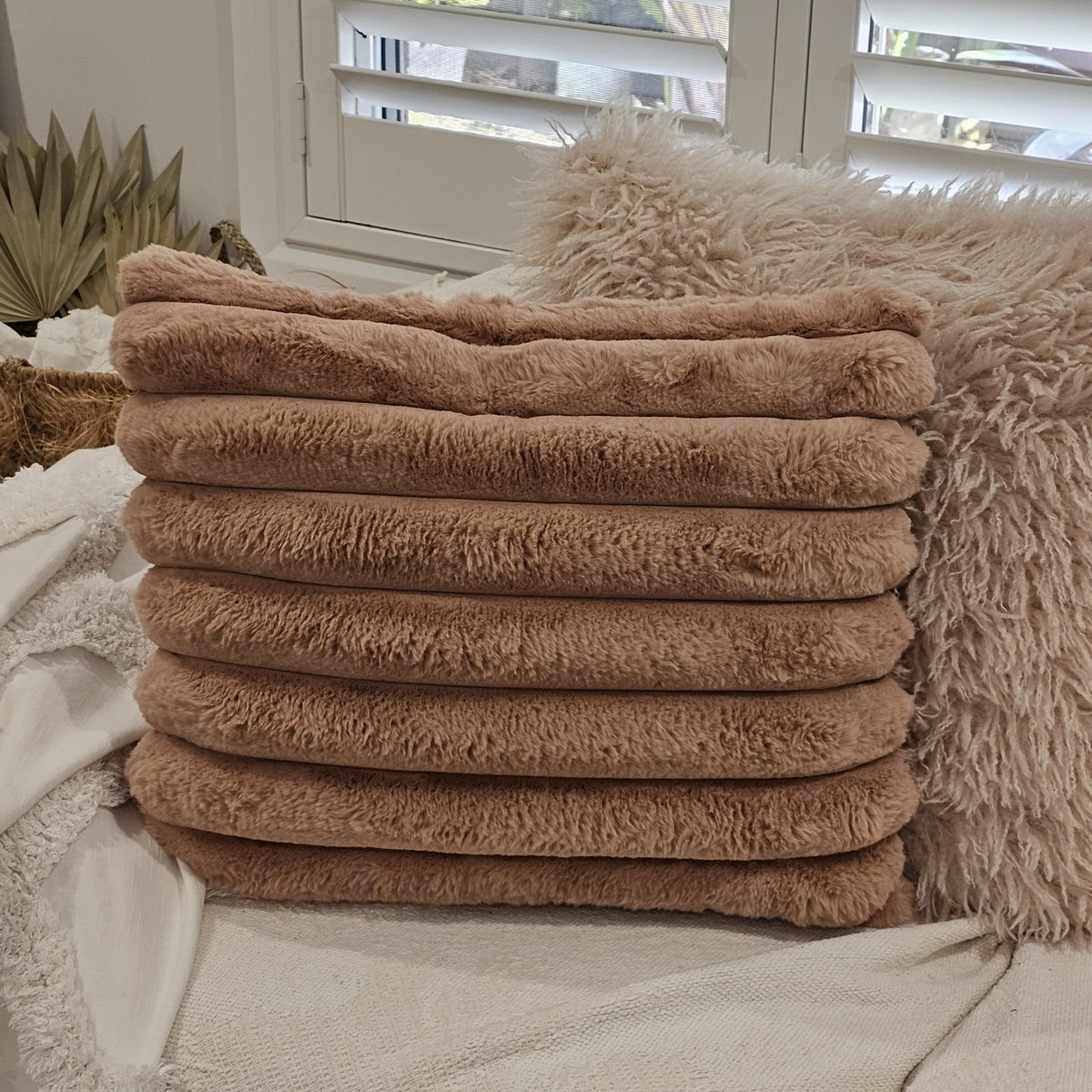 Desert Rose Faux Fur Cushion.