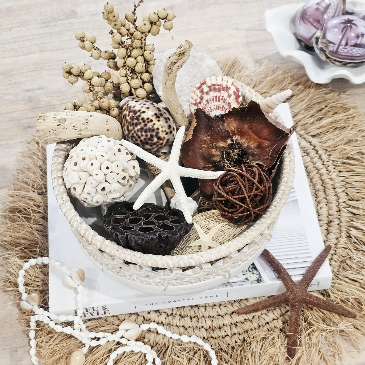 Dried Organic Botanical Pack for coastal home decor, Boho styling, and natural interior accents