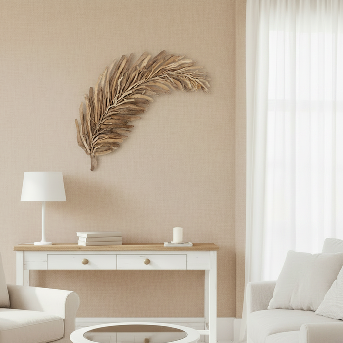 Swaying Driftwood Leaf Wall Hanging in a coastal room