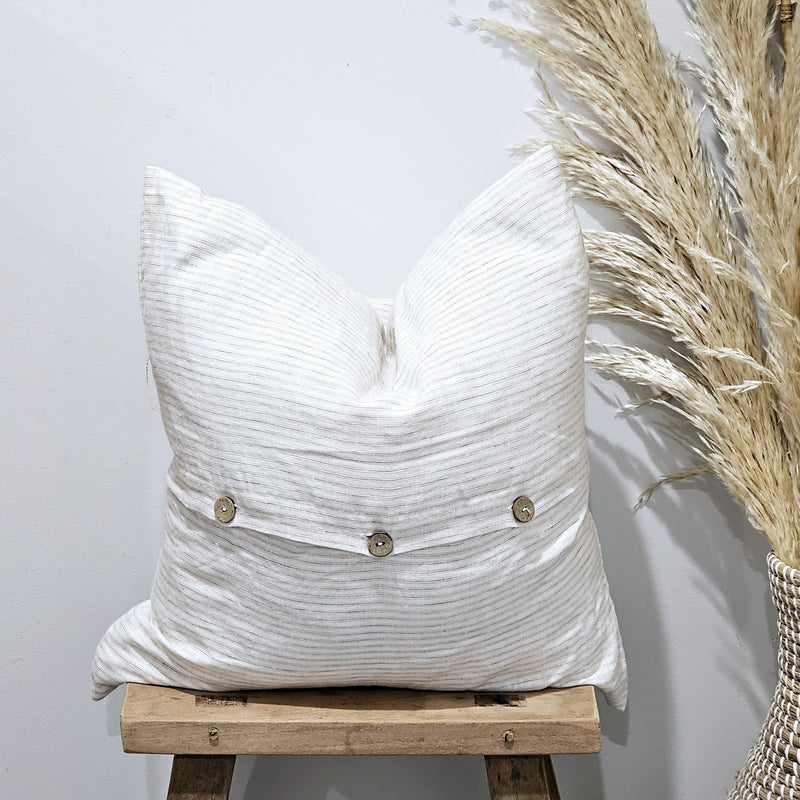 Elise French Flax Linen Cushion Cover | Vintage Stripe