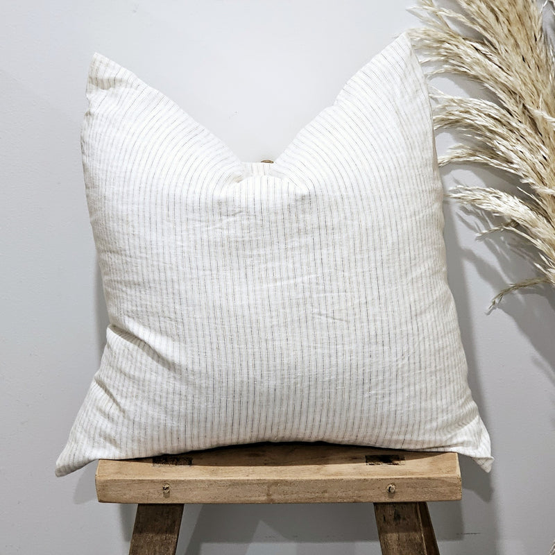 Elise French Flax Linen Cushion Cover | Vintage Stripe