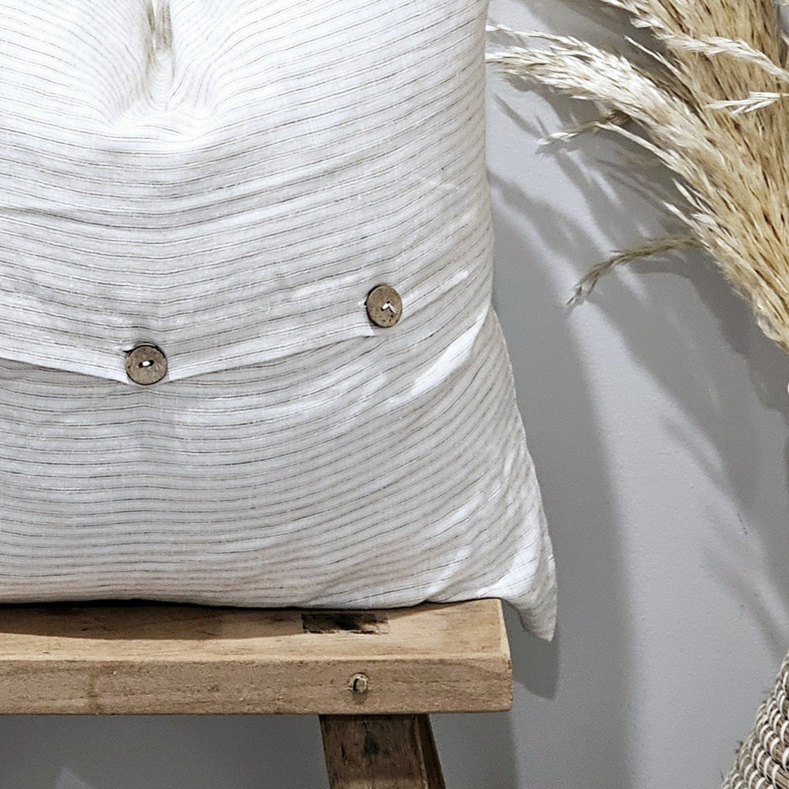 Elise French Flax Linen Cushion Cover | Vintage Stripe