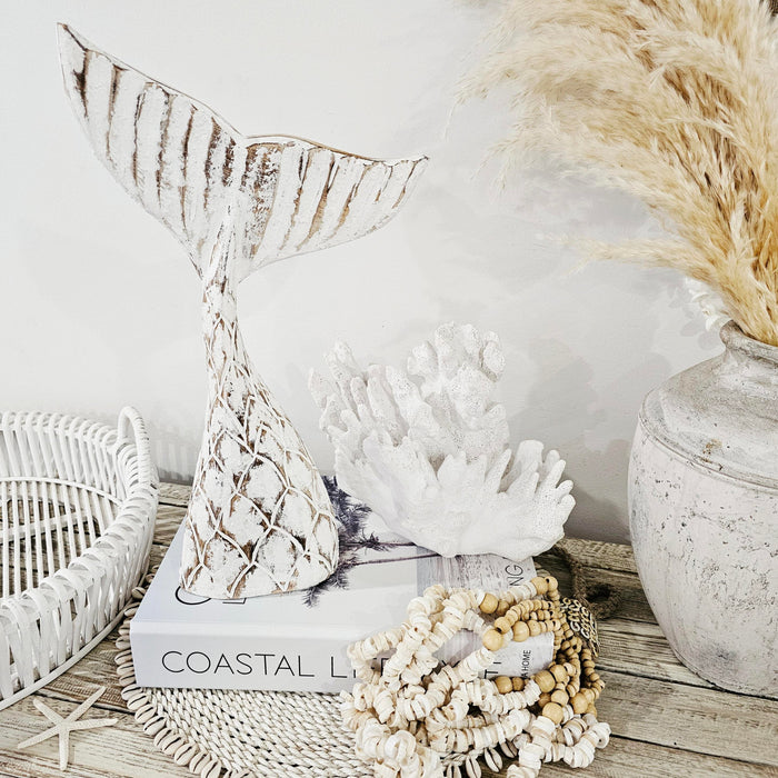 Rustic Carved Mermaid Tail | Extra Large