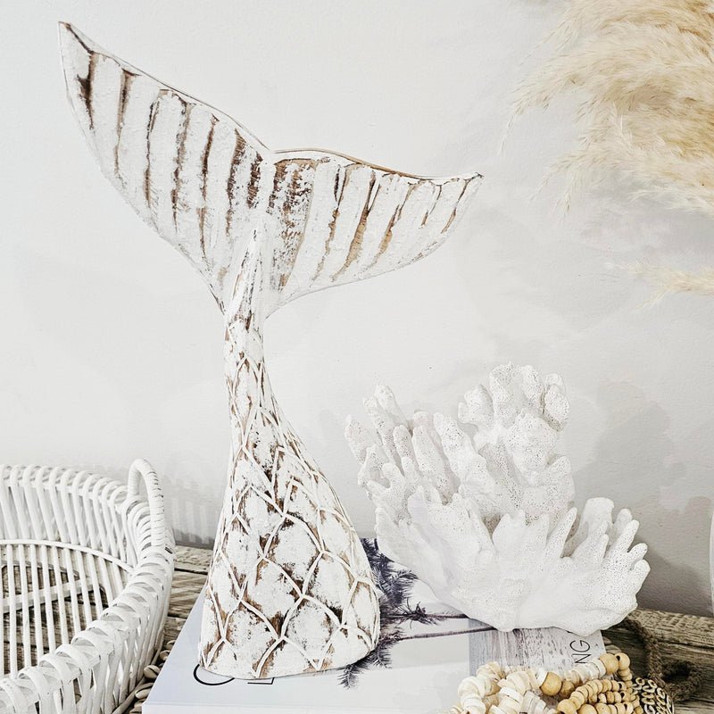 Rustic Carved Mermaid Tail | Extra Large