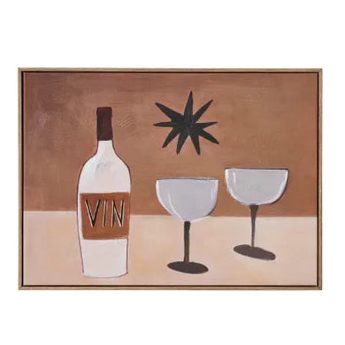 Vino Modern Oil Painting Framed Canvas | Ash Frame
