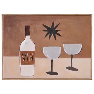 Vino Modern Oil Painting Framed Canvas | Ash Frame
