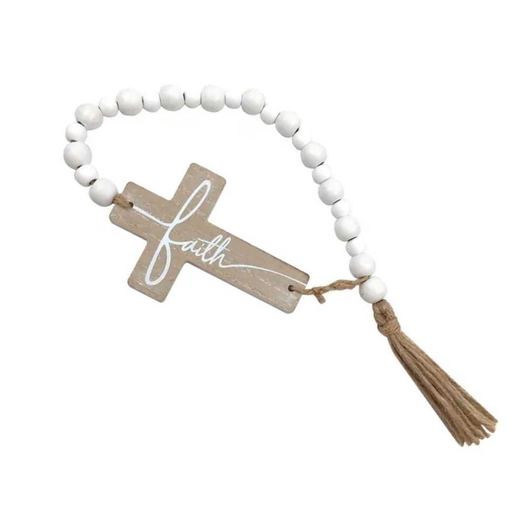 Farmhouse Faith Wooden Bead Tassel