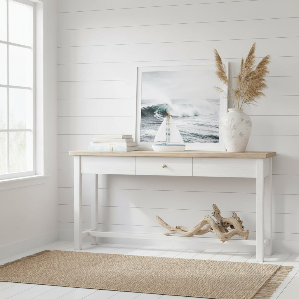 Flat bottom sail boat decorative coastal beach house decor