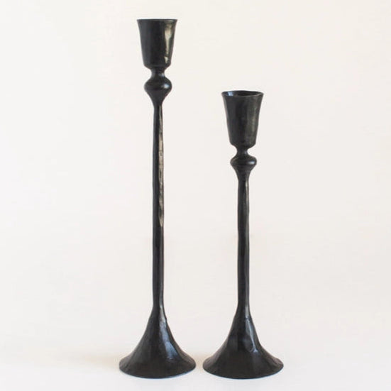 Forged Iron Candlestick Black Set