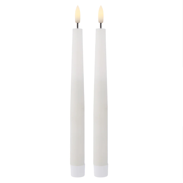 LED Battery Operated White Taper Dinner Candles 