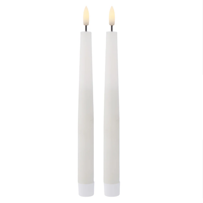 LED Battery Operated White Taper Dinner Candles 