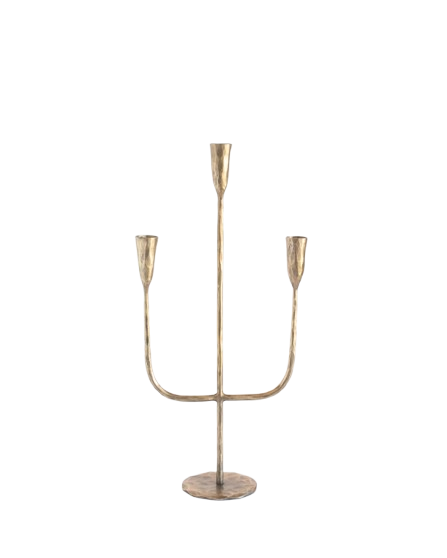 Forged Iron Candleabra | Antique Brass