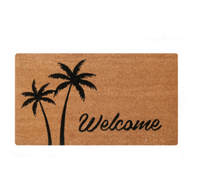 The Palms Welcome Coir Doormat | Black