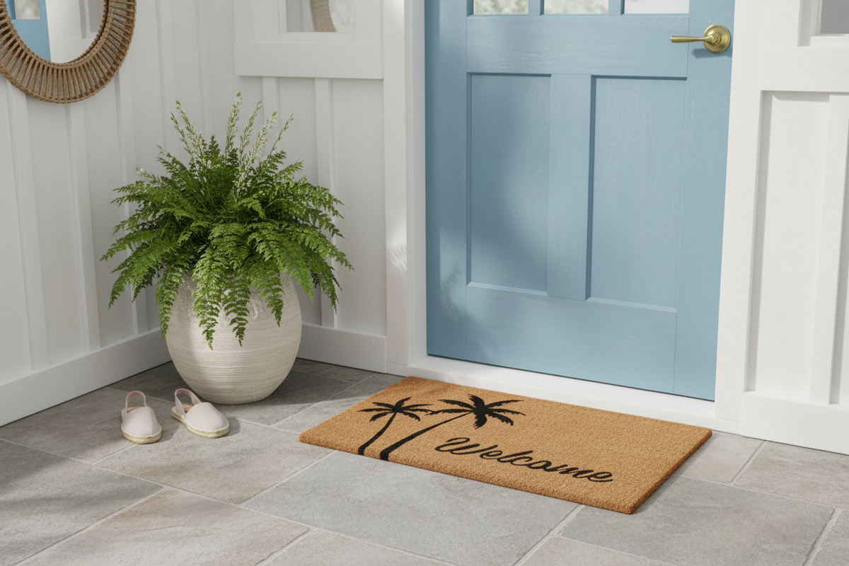 The Palms Welcome Coir Doormat | Black