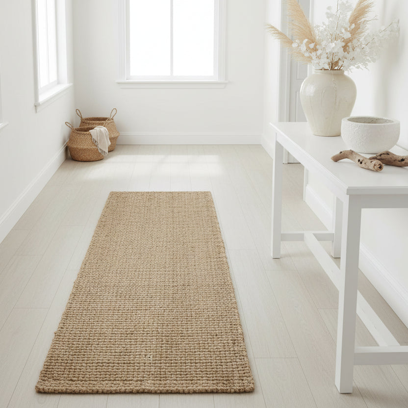jute hall runner for coastal beach house decor