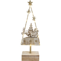 Gold LED Xmas Tree Santa & Sleigh