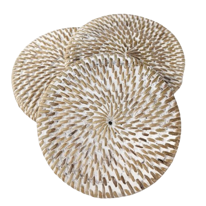 Rattan Coaster Whitewash