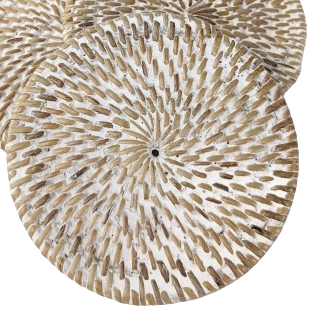 Rattan Coaster Whitewash