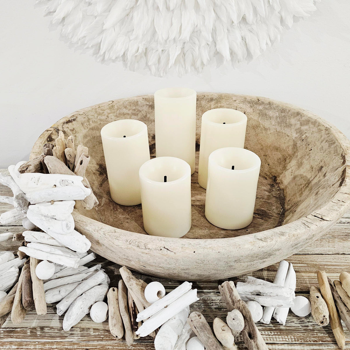 Luxe LED Flameless Pillar Candle Set of 5 | White
