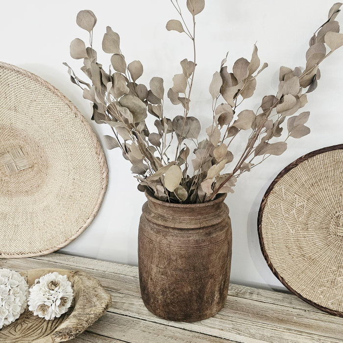Vintage Indian Himachal Wooden Pot | XL