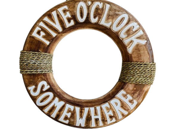 Wooden Life Buoy Wall Hanging | 5 O'Clock | Natural