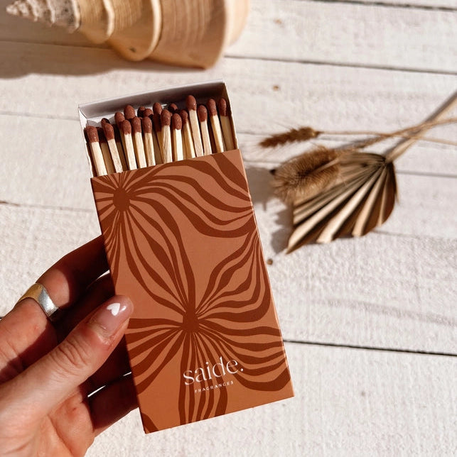 Long Candle Match Box Boho Design Pack of 50