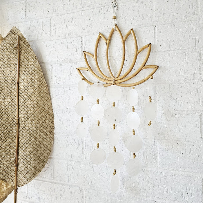 Lotus Flower and Capiz Shell Wind Chime