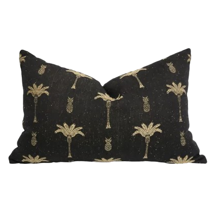 Cabo Tropical Palm Tree Cushion | Black 60x40 cm