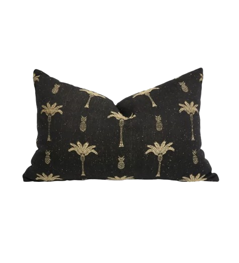 Cabo Tropical Palm Tree Cushion | Black 60x40 cm