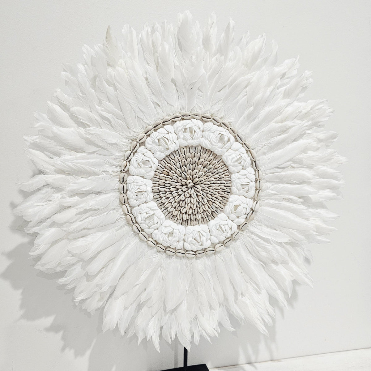 Luna Feather + Shell Halo Decorative Necklace on Stand