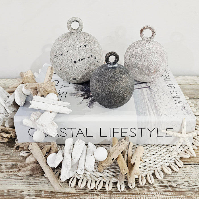 Maine Rustic Life Buoy Sculpture Set of 3